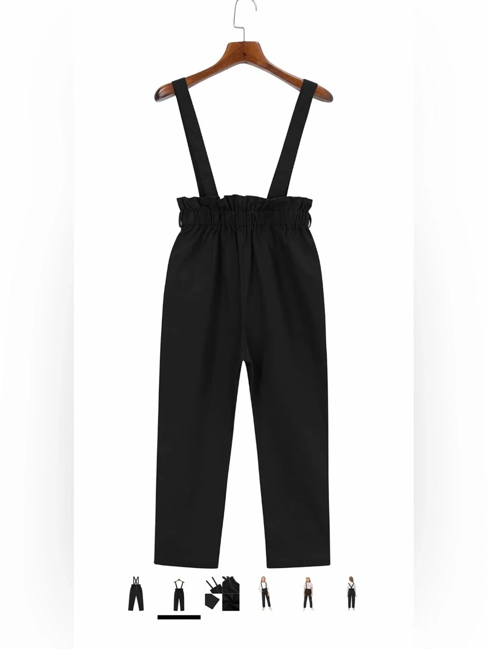 KUKUME Girls Black Suspender Pants High Waist Pleated Ruffle Waist Trousers NWT